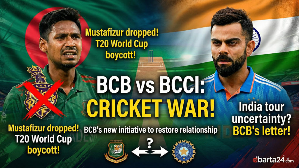 Bangladesh Cricket Board (BCB) and BCCI officials discussing bilateral cricket series and diplomatic ties.
