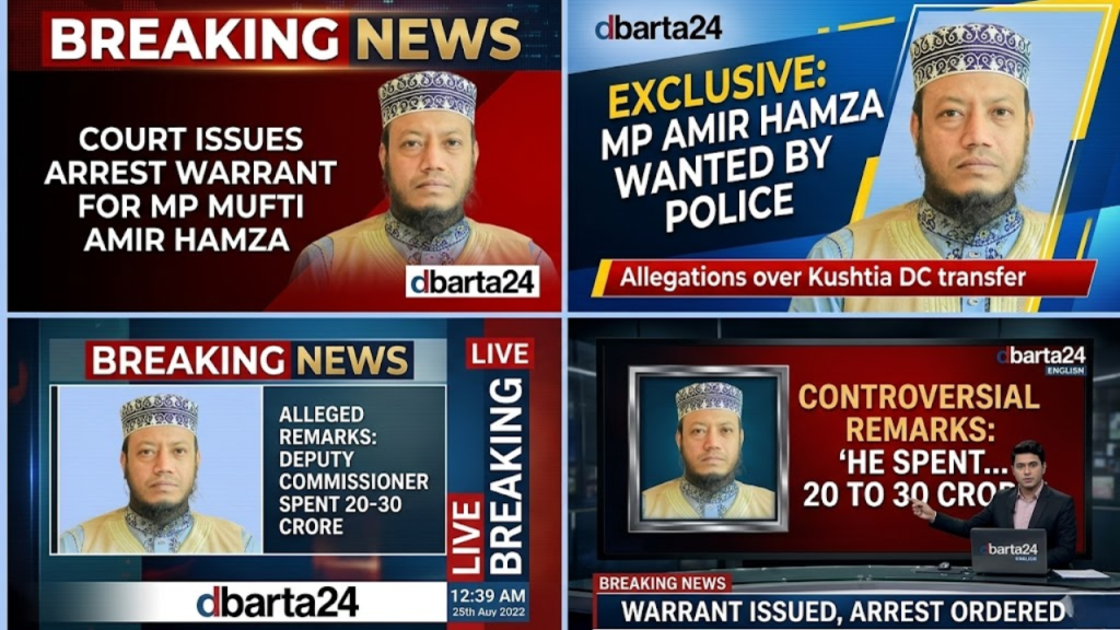 MP Mufti Amir Hamza faces arrest warrant for controversial comments against administration.