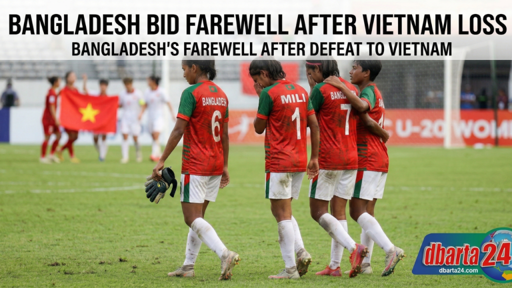 Bangladesh U-20 women's football team players during the match against Vietnam at AFC Asian Cup.