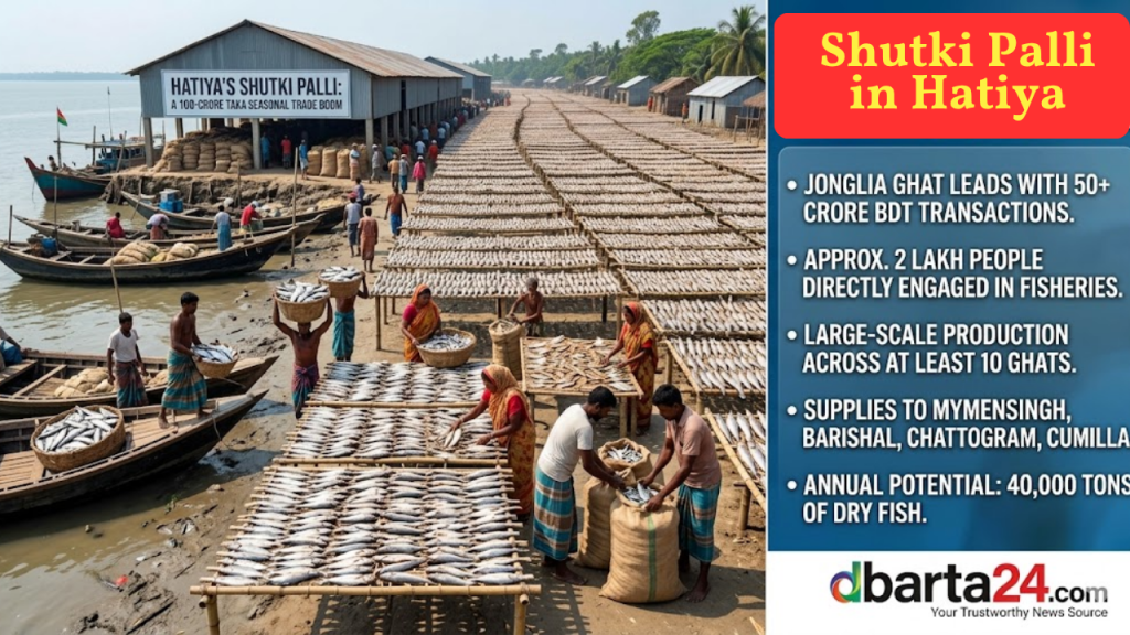 "Rows of Chewa fish being dried under the sun at a Shutki Palli in Hatiya, Noakhali."