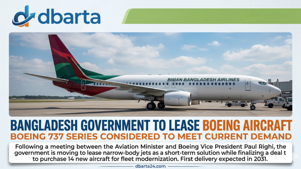 Boeing 737 narrow-body aircraft in flight, representing the expansion of Biman Bangladesh Airlines fleet.