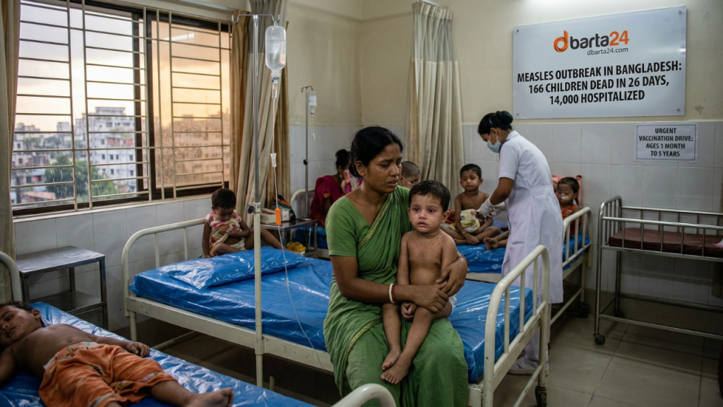 Medical professionals monitoring pediatric patients during the measles outbreak.