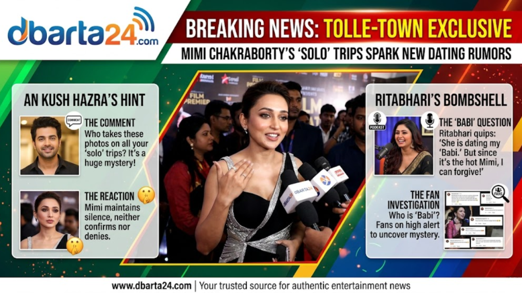 Mimi Chakraborty at the beach: Tollywood actress Mimi Chakraborty posing during her recent beach vacation.