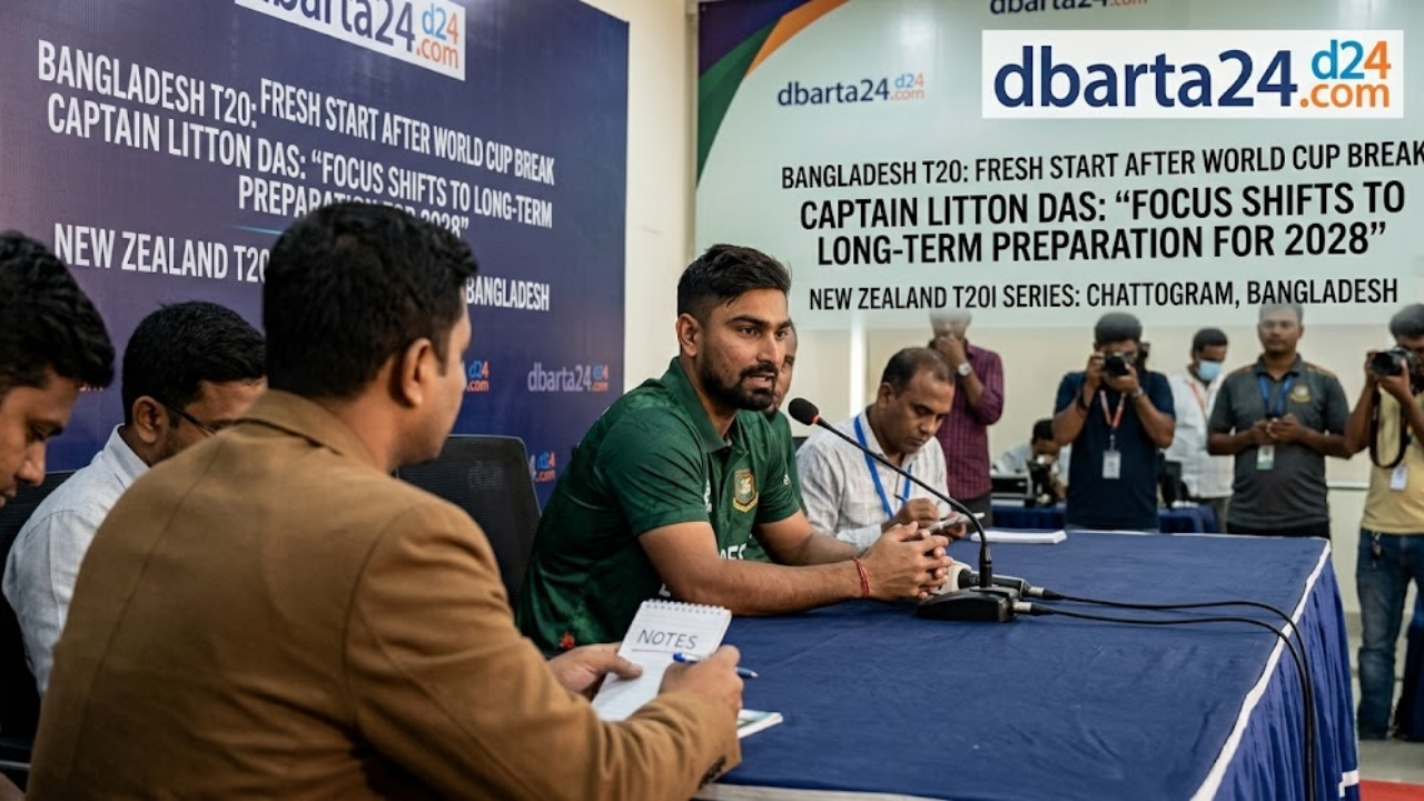 Bangladesh T20 Captain Litton Das speaking at a press conference ahead of the New Zealand series.