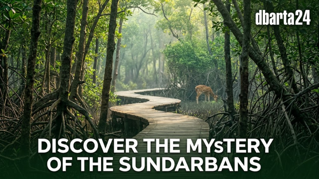 Close-up of a Royal Bengal Tiger camouflaged in Sundari tree roots, Sundarban Mangrove Forest, Bangladesh.