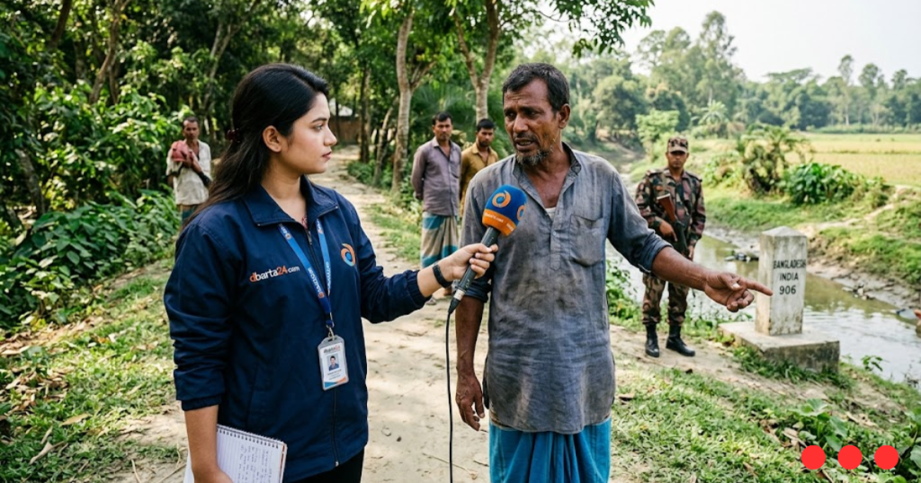 Border Guard Bangladesh (BGB) members patrolling near the border area.
