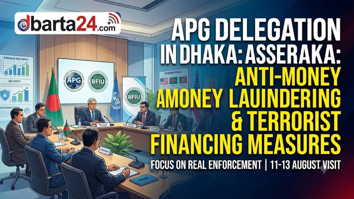 High-level Asia/Pacific Group on Money Laundering (APG) delegation visiting Dhaka for mutual evaluation preparation.