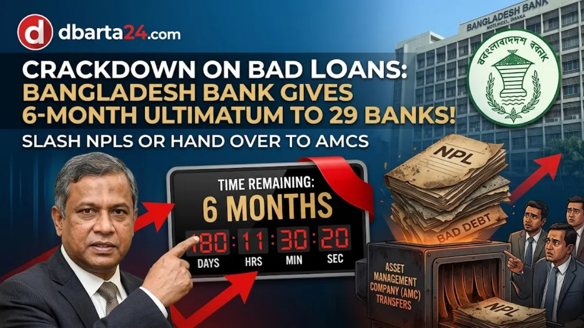 Bangladesh Bank headquarters imposing a six-month deadline on commercial banks to reduce non-performing loans