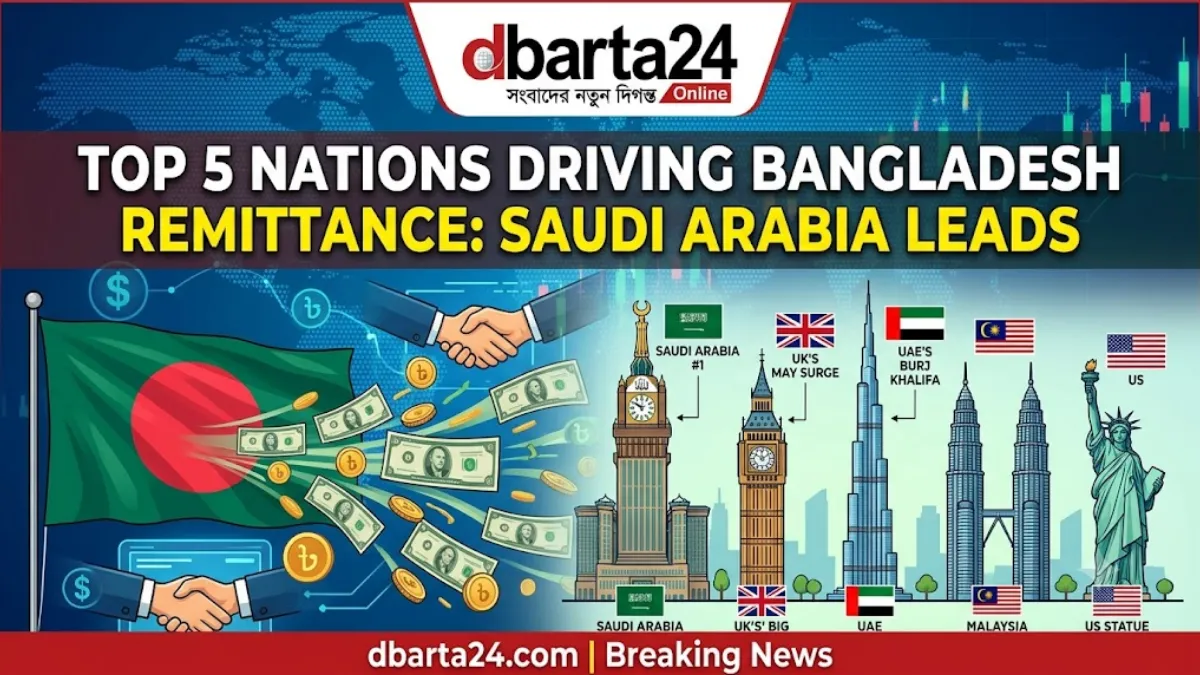 Dollar banknotes representing foreign exchange and remittance inflows to Bangladesh via banking channels.