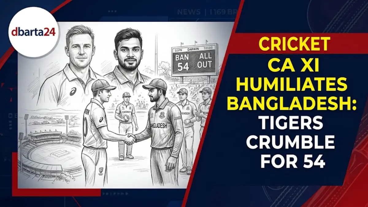 Bangladesh captain Najmul Hossain Shanto shakes hands with Cricket Australia XI players after an innings defeat in Darwin.