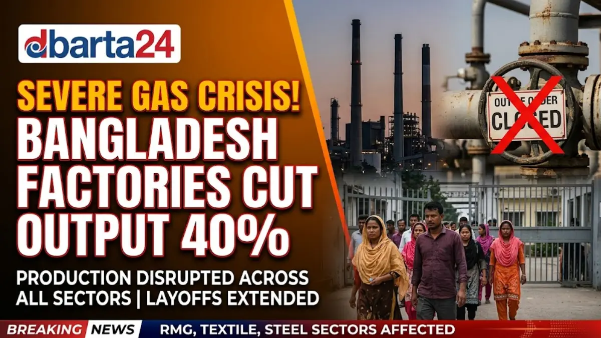 Workers inside a Bangladesh garment factory facing operational slowdowns due to gas shortage