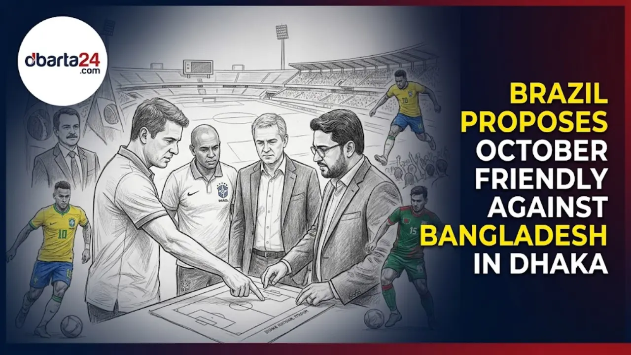 Five-member CBF delegation inspecting the facilities at Dhaka National Stadium
