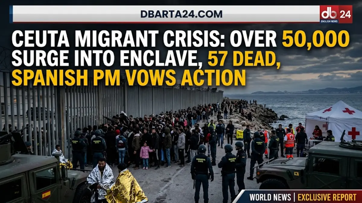 Spanish security forces monitoring the border area in Ceuta following a massive surge of migrants from Morocco.