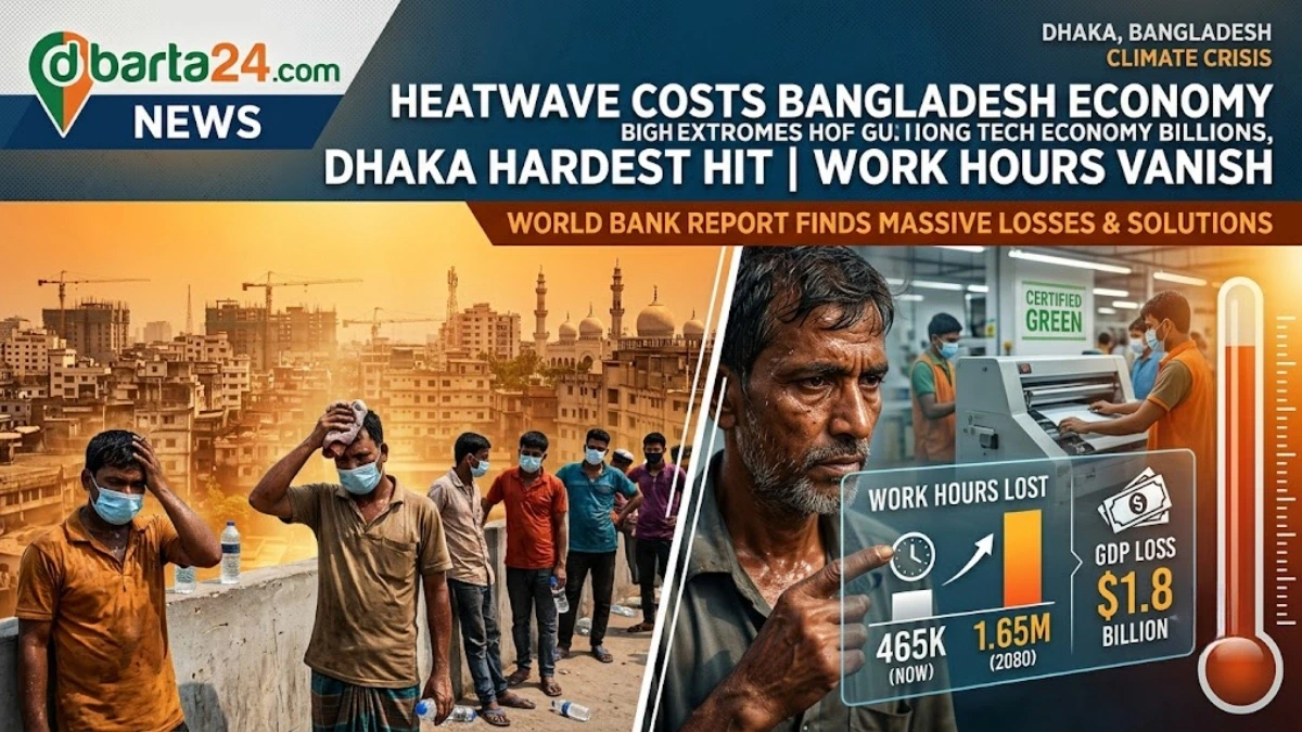 World Bank report highlighting the severe economic impact and lost work hours due to heatwaves in Dhaka, Bangladesh
