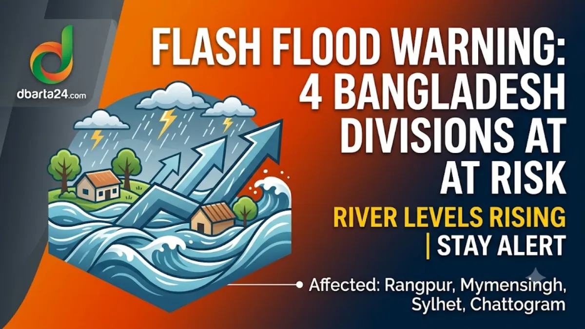 Water from the Dalu River flowing rapidly near the Danger Level in Chittagong’s Lohagara due to heavy seasonal rainfall.