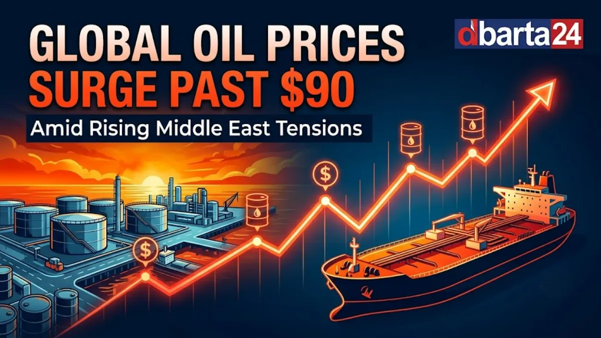 Crude oil storage tanks and shipping vessels representing global energy market fluctuations.