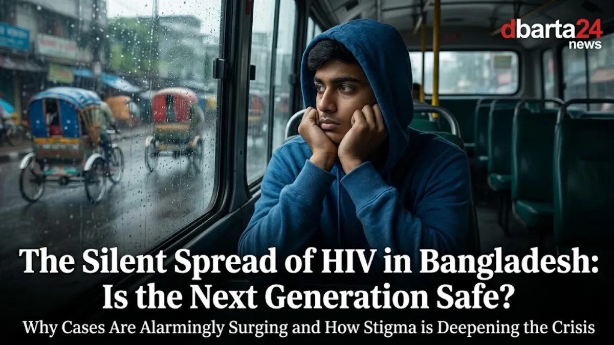 A distressed young individual looking out a window, reflecting the rising psychological burden and vulnerability among youth diagnosed with HIV in Bangladesh.