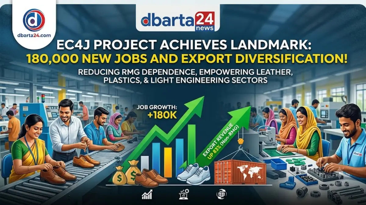 Modern industrial manufacturing facility in Bangladesh showcasing export-ready goods developed under the EC4J initiative.
