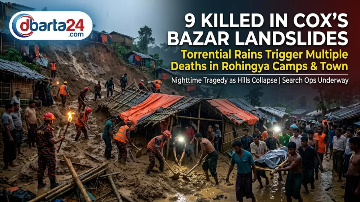 Emergency rescue operations at a Rohingya camp in Ukhiya, Cox's Bazar following a devastating landslide caused by heavy rains.