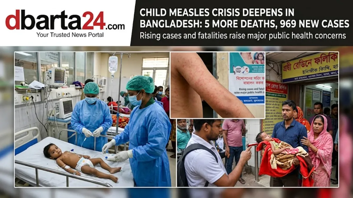 Sick children undergoing treatment at a pediatric hospital ward in Bangladesh amid a rising measles outbreak.