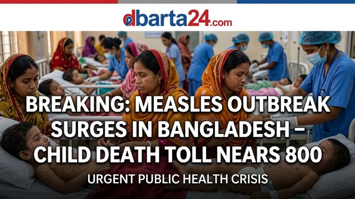 A crowded ward at the Bangladesh Shishu Hospital and Institute in Dhaka, where children suffering from measles symptoms receive medical treatment.