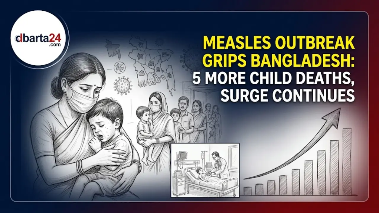 Directorate General of Health Services bulletin reporting measles cases and child mortality updates in Bangladesh
