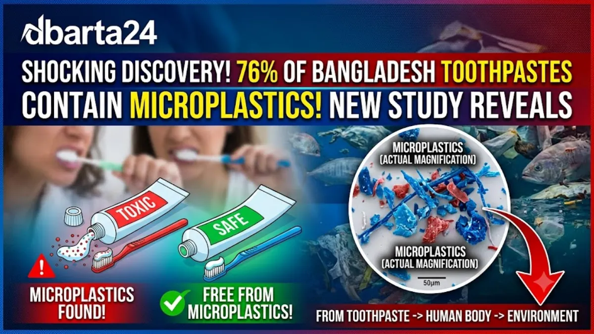 ESDO press conference presenting data on microplastics in Bangladeshi toothpastes.