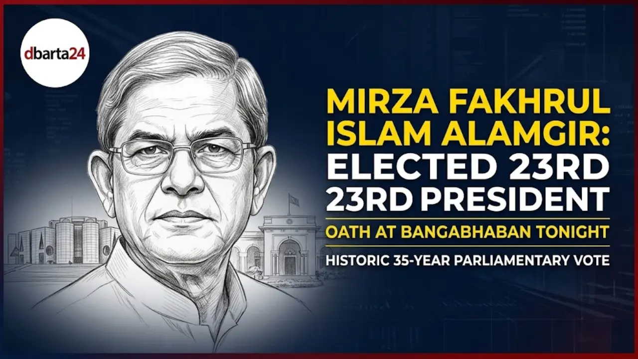 Mirza Fakhrul Islam Alamgir receiving congratulatory flowers after winning the Bangladesh presidential vote