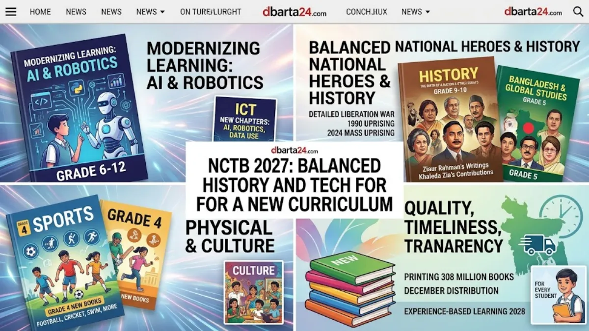 Front cover concepts of modern primary and secondary textbooks in Bangladesh, symbolizing the NCTB 2027 academic curriculum upgrades.