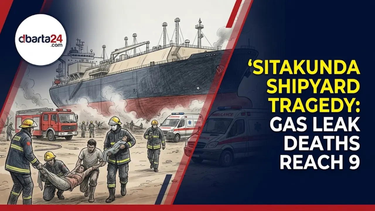 Rescue and safety inspection taking place following a toxic gas leak at a shipbreaking yard in Sitakunda, Chattogram.