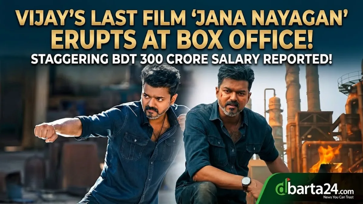 Thalapathy Vijay in a striking scene from his final political action thriller movie Jana Nayagan.