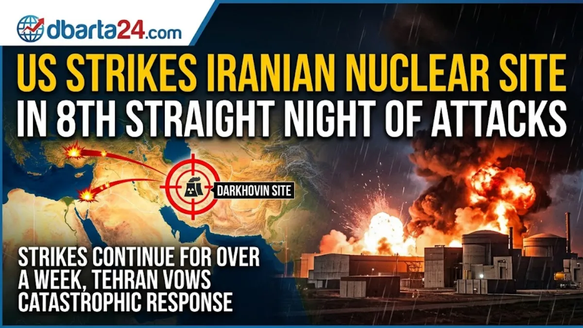 Night sky illuminated by explosions near a nuclear infrastructure facility amid US-Iran tensions.