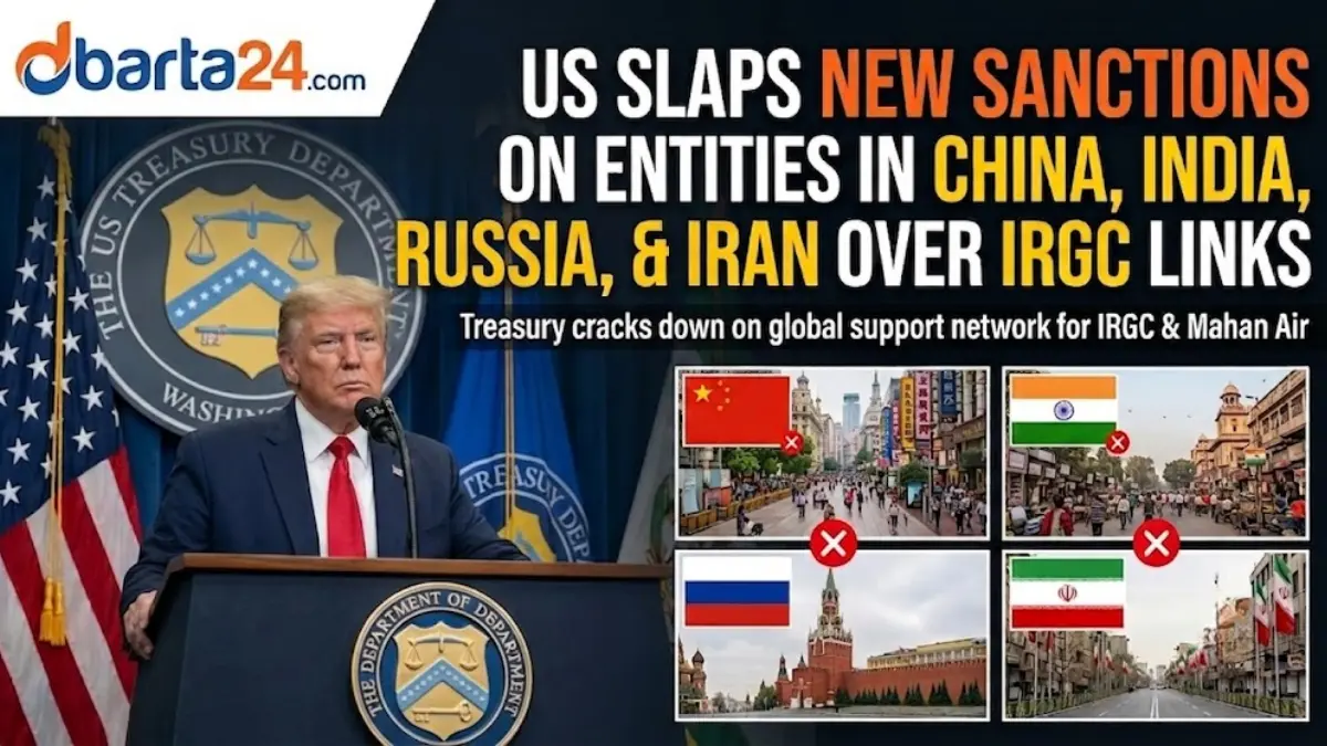 US Treasury Department announces new sanctions targeting entities in China, India, Russia, and Iran over links to IRGC and Mahan Air.