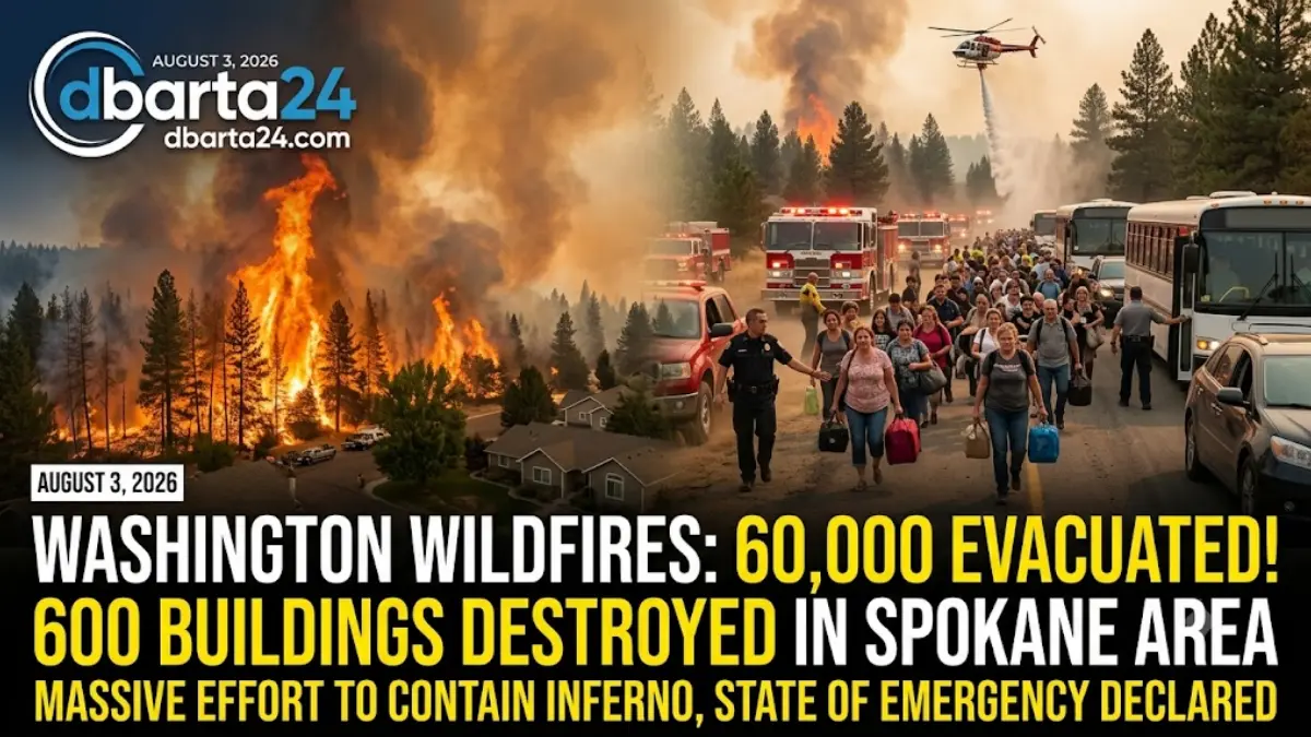 The charred ruins of a house destroyed by the devastating wildfire in Spokane, Washington State.
