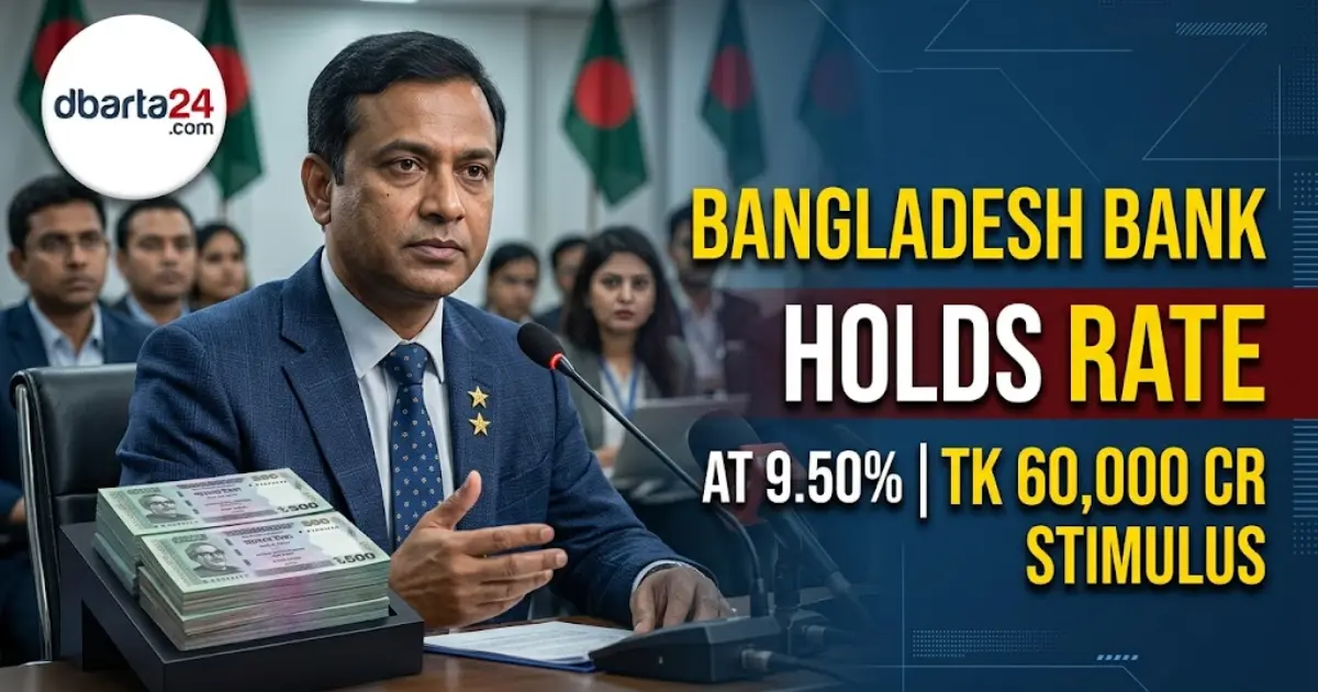 Bangladesh Bank Deputy Governor Dr. Habibur Rahman announcing the first quarterly monetary policy statement in Dhaka.