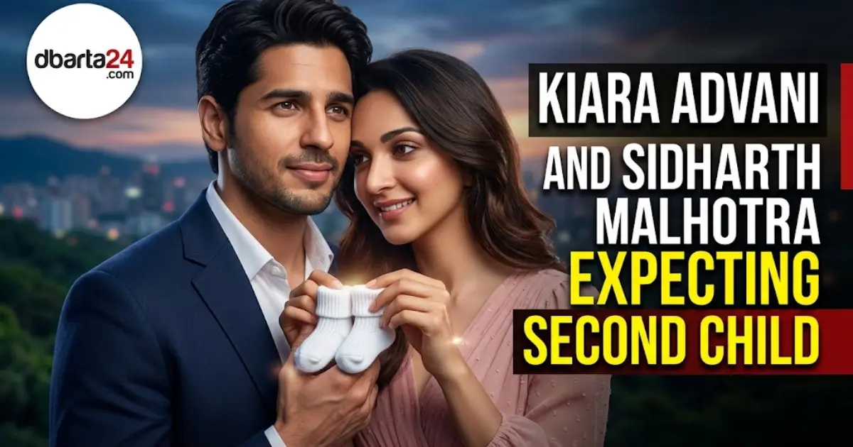 Kiara Advani and Sidharth Malhotra holding baby socks to announce their second pregnancy