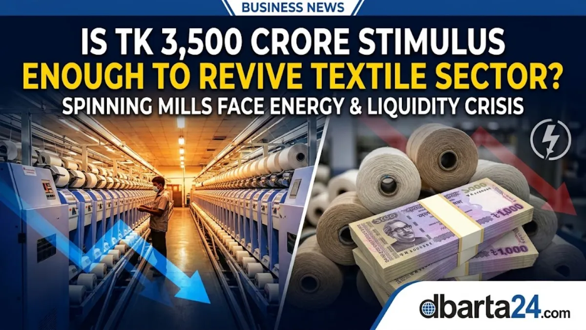 A file photo representing raw cotton yarn production lines inside a spinning mill in Bangladesh.