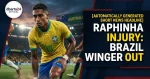 Raphinha in action for Brazil before suffering a thigh injury against Australia.